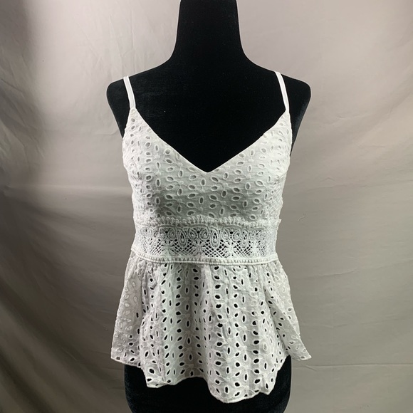 *RESTOCKED* Eyelet Shirred Back Peplum Cami Top - Picture 5 of 8